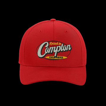 comptonuniversity new design red raised in compton cap